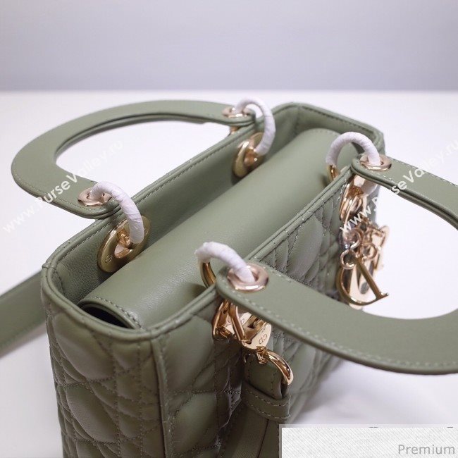Dior Lady Dior Bag 20cm in Cannage Lambskin Green 2019 (BFS-9032642)