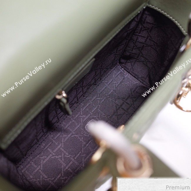 Dior Lady Dior Bag 20cm in Cannage Lambskin Green 2019 (BFS-9032642)