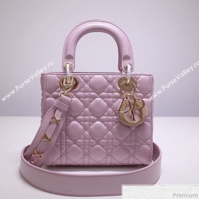 Dior Lady Dior Bag 20cm in Cannage Lambskin Sakura Pink 2019 (BFS-9032641)