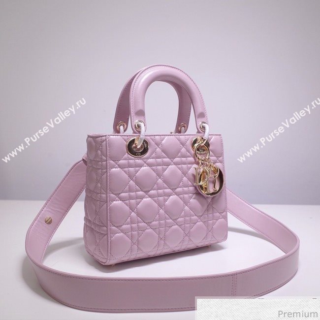 Dior Lady Dior Bag 20cm in Cannage Lambskin Sakura Pink 2019 (BFS-9032641)
