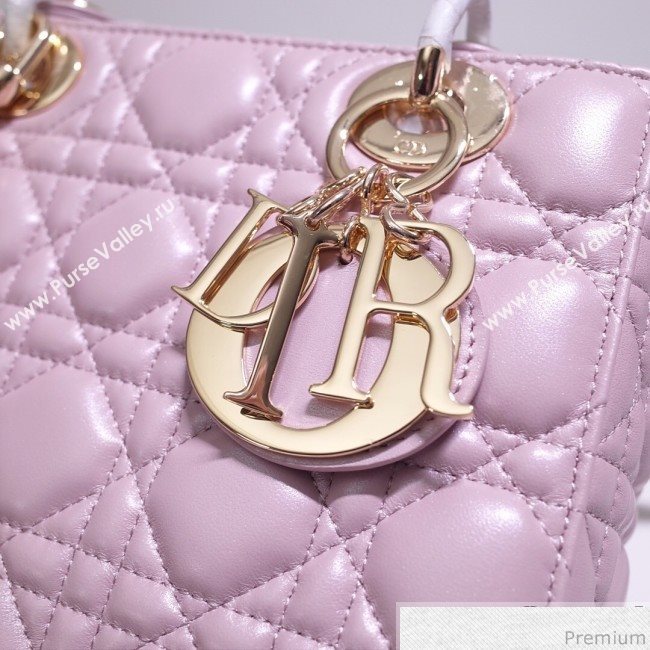 Dior Lady Dior Bag 20cm in Cannage Lambskin Sakura Pink 2019 (BFS-9032641)