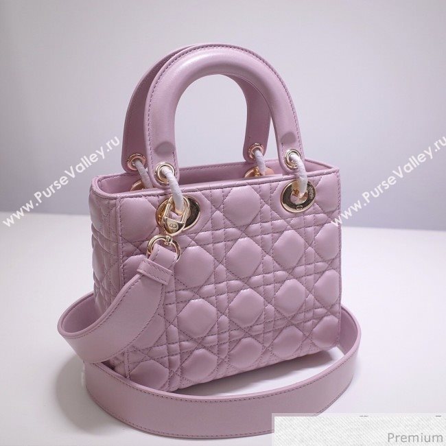 Dior Lady Dior Bag 20cm in Cannage Lambskin Sakura Pink 2019 (BFS-9032641)