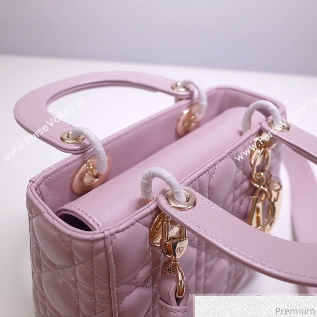 Dior Lady Dior Bag 20cm in Cannage Lambskin Sakura Pink 2019 (BFS-9032641)