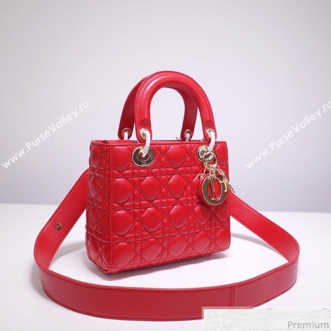 Dior Lady Dior Bag 20cm in Cannage Lambskin Red 2019 (BFS-9032640)