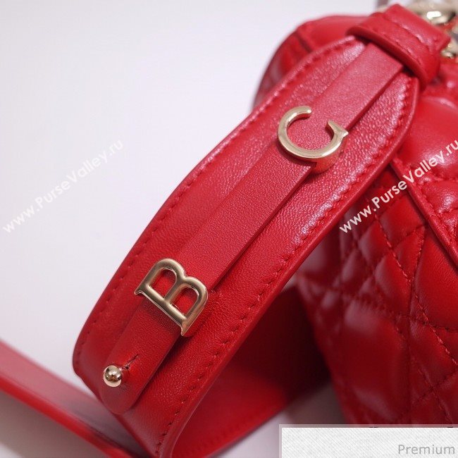 Dior Lady Dior Bag 20cm in Cannage Lambskin Red 2019 (BFS-9032640)