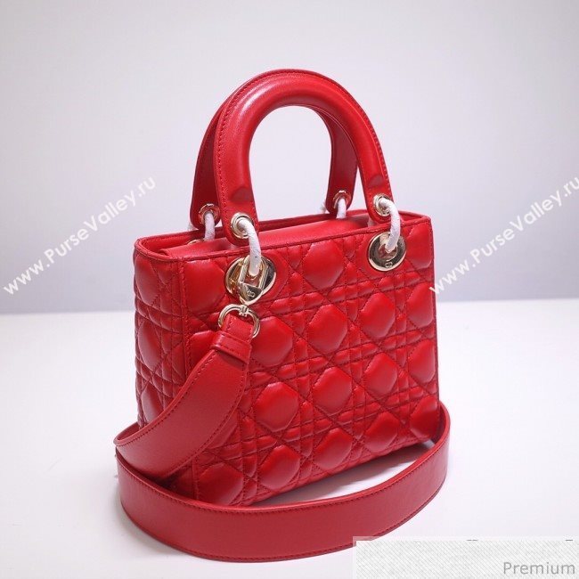 Dior Lady Dior Bag 20cm in Cannage Lambskin Red 2019 (BFS-9032640)