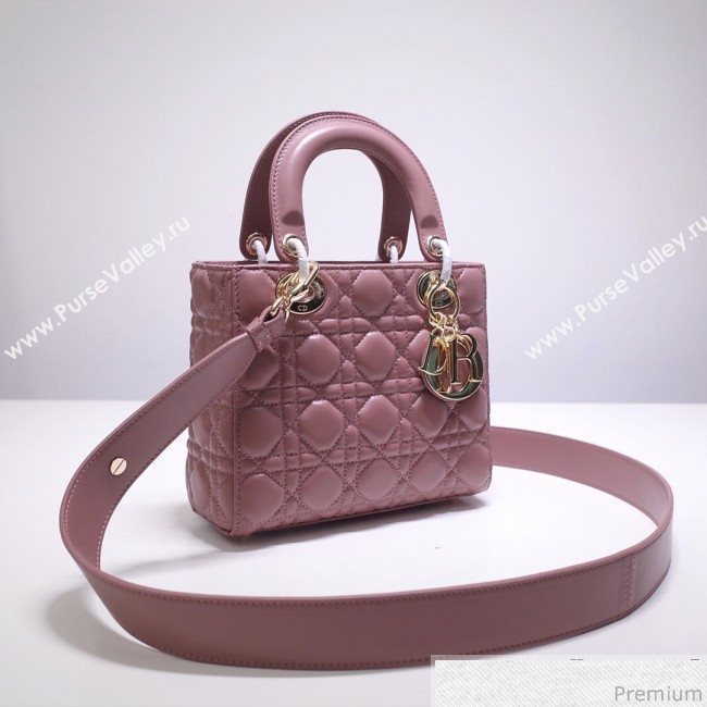 Dior Lady Dior Bag 20cm in Cannage Lambskin Dark Pink 2019 (BFS-9032639)