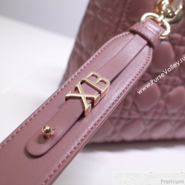 Dior Lady Dior Bag 20cm in Cannage Lambskin Dark Pink 2019 (BFS-9032639)