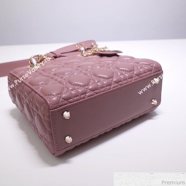 Dior Lady Dior Bag 20cm in Cannage Lambskin Dark Pink 2019 (BFS-9032639)