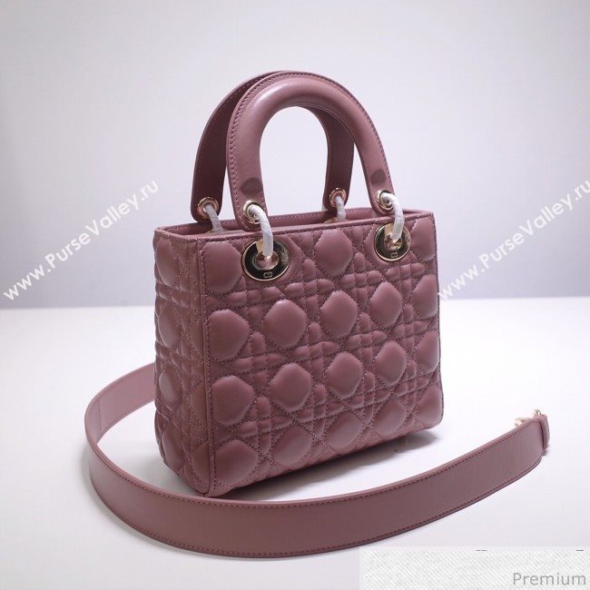 Dior Lady Dior Bag 20cm in Cannage Lambskin Dark Pink 2019 (BFS-9032639)