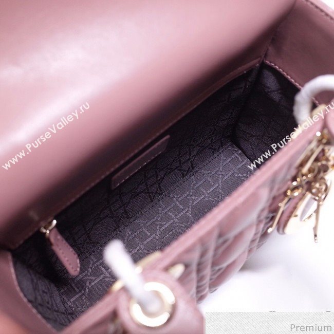 Dior Lady Dior Bag 20cm in Cannage Lambskin Dark Pink 2019 (BFS-9032639)