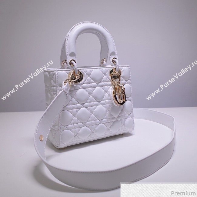 Dior Lady Dior Bag 20cm in Cannage Lambskin White 2019 (BFS-9032638)