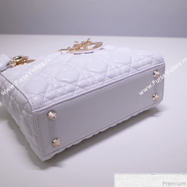 Dior Lady Dior Bag 20cm in Cannage Lambskin White 2019 (BFS-9032638)