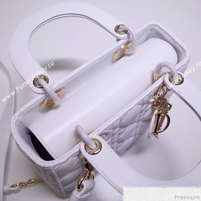 Dior Lady Dior Bag 20cm in Cannage Lambskin White 2019 (BFS-9032638)