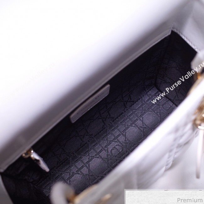 Dior Lady Dior Bag 20cm in Cannage Lambskin White 2019 (BFS-9032638)