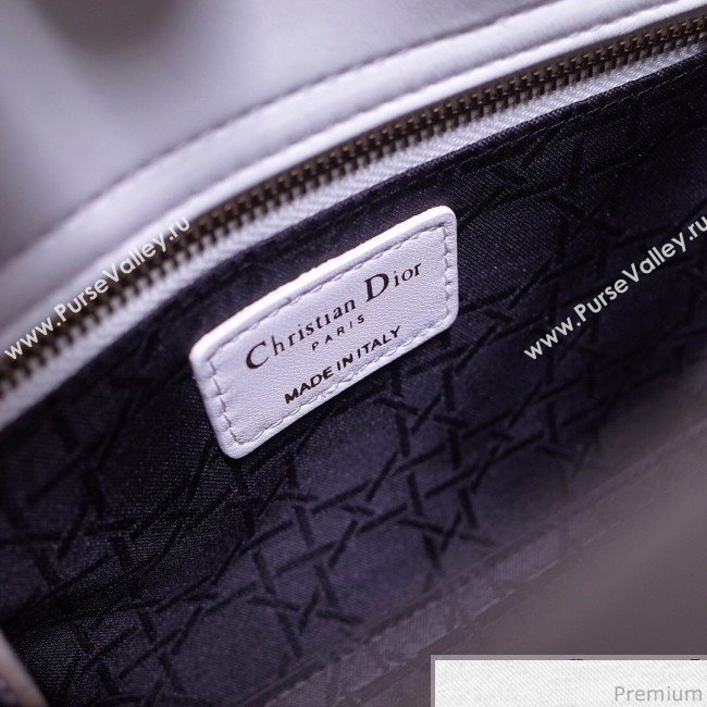 Dior Lady Dior Bag 20cm in Cannage Lambskin White 2019 (BFS-9032638)
