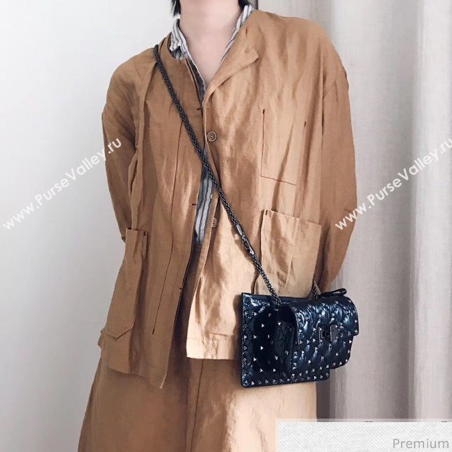 Valentino Rockstud Spike Double Shoulder Bag Black/Silver 2019 (JJ3-9032653)