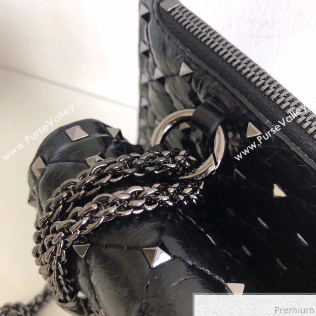 Valentino Rockstud Spike Double Shoulder Bag Black/Silver 2019 (JJ3-9032653)
