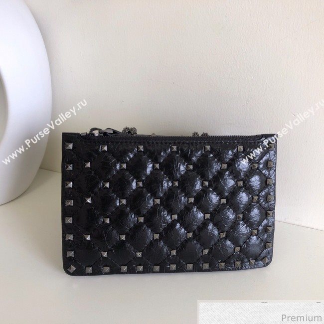 Valentino Rockstud Spike Double Shoulder Bag Black/Silver 2019 (JJ3-9032653)