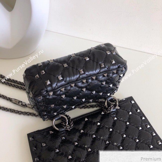 Valentino Rockstud Spike Double Shoulder Bag Black/Silver 2019 (JJ3-9032653)