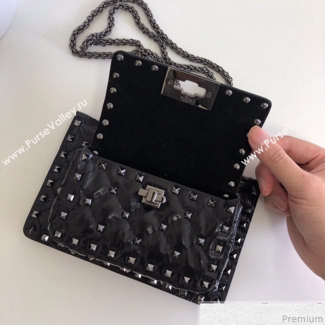 Valentino Rockstud Spike Double Shoulder Bag Black/Silver 2019 (JJ3-9032653)