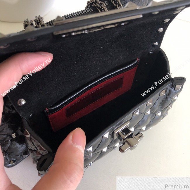 Valentino Rockstud Spike Double Shoulder Bag Black/Silver 2019 (JJ3-9032653)