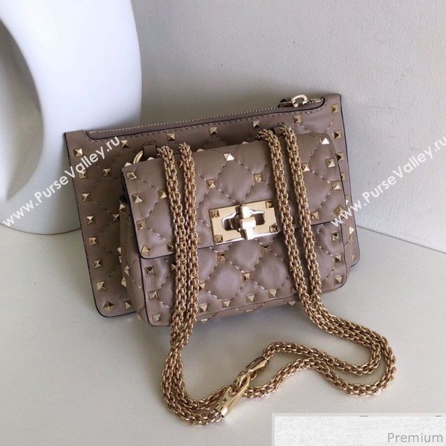 Valentino Rockstud Spike Double Shoulder Bag Dusty Pink 2019 (JJ3-9032655)