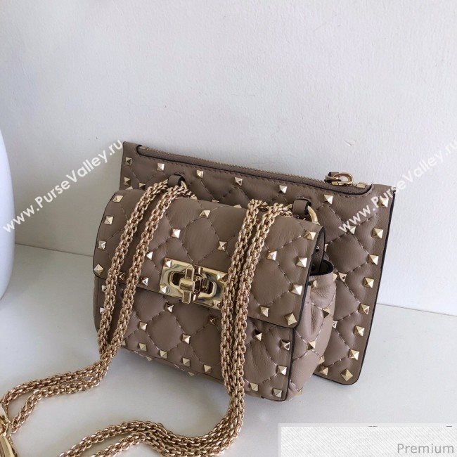 Valentino Rockstud Spike Double Shoulder Bag Dusty Pink 2019 (JJ3-9032655)