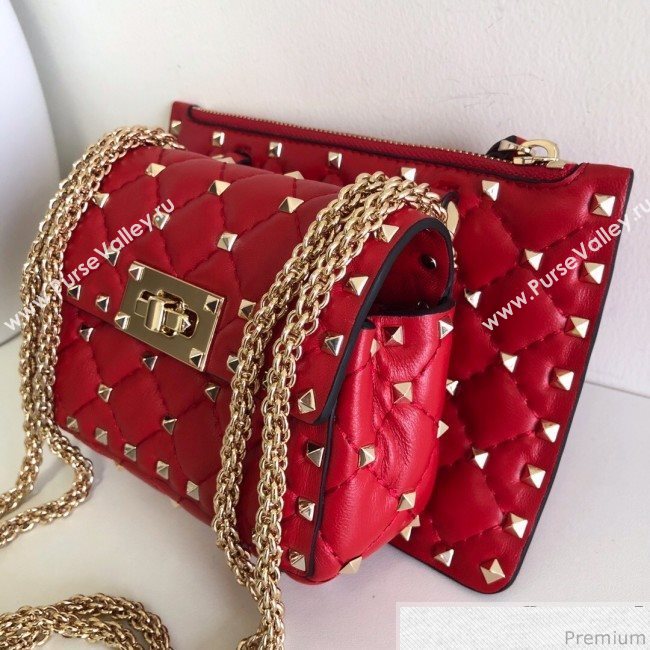 Valentino Rockstud Spike Double Shoulder Bag Red 2019 (JJ3-9032656)
