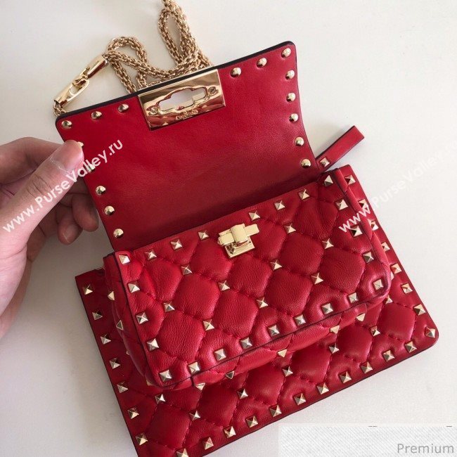 Valentino Rockstud Spike Double Shoulder Bag Red 2019 (JJ3-9032656)
