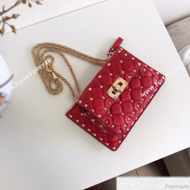 Valentino Rockstud Spike Double Shoulder Bag Red 2019 (JJ3-9032656)