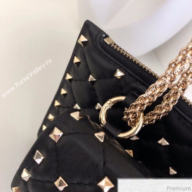 Valentino Rockstud Spike Double Shoulder Bag Black/Gold 2019 (JJ3-9032654)