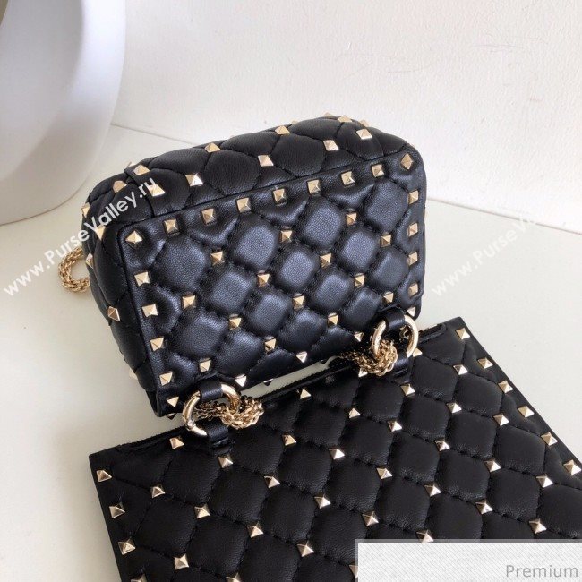 Valentino Rockstud Spike Double Shoulder Bag Black/Gold 2019 (JJ3-9032654)
