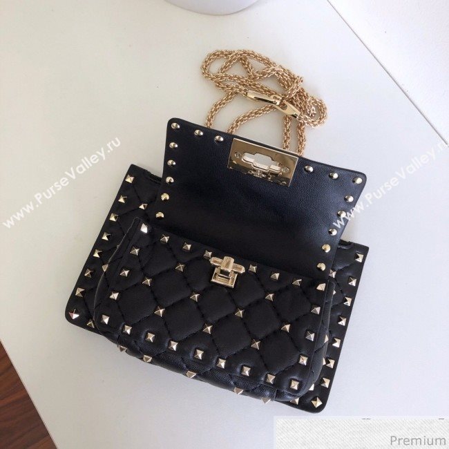 Valentino Rockstud Spike Double Shoulder Bag Black/Gold 2019 (JJ3-9032654)