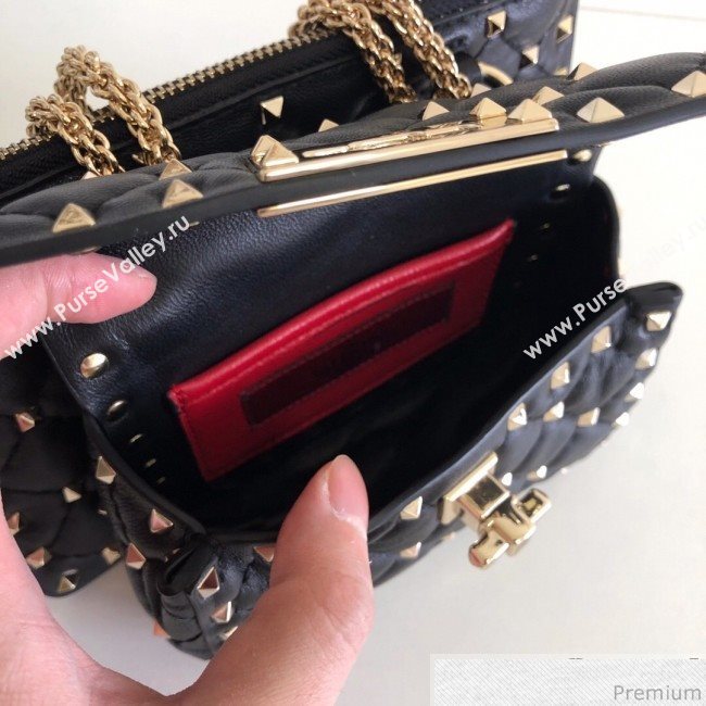 Valentino Rockstud Spike Double Shoulder Bag Black/Gold 2019 (JJ3-9032654)