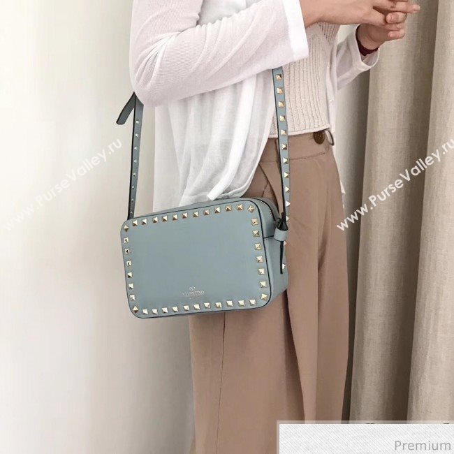 Valentino Rockstud Rolling Camera Shoulder Bag Light Blue 2019 (JJ3-9032709)