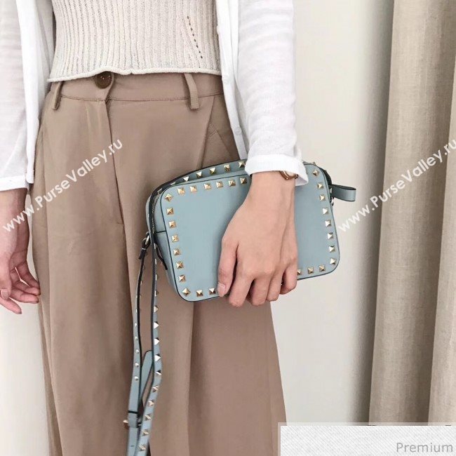 Valentino Rockstud Rolling Camera Shoulder Bag Light Blue 2019 (JJ3-9032709)