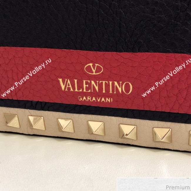 Valentino Rockstud Spike Camera Shoulder Bag in Patchwork Leather Red/Blue 2018 (JJ3-9032701)