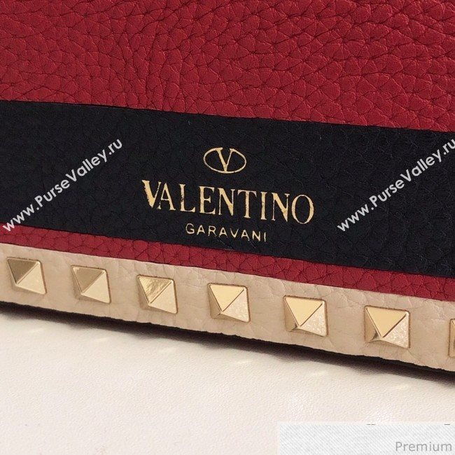 Valentino Rockstud Spike Camera Shoulder Bag in Patchwork Leather Blue/Red 2018 (JJ3-9032702)