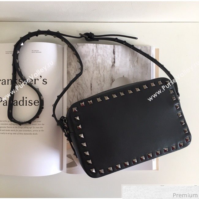 Valentino Rockstud Rolling Camera Shoulder Bag Black/Silver 2019 (JJ3-9032708)