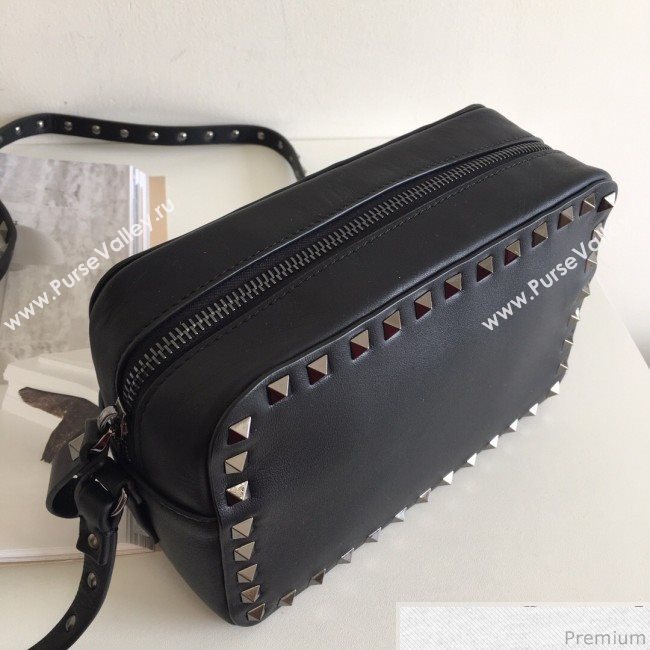 Valentino Rockstud Rolling Camera Shoulder Bag Black/Silver 2019 (JJ3-9032708)