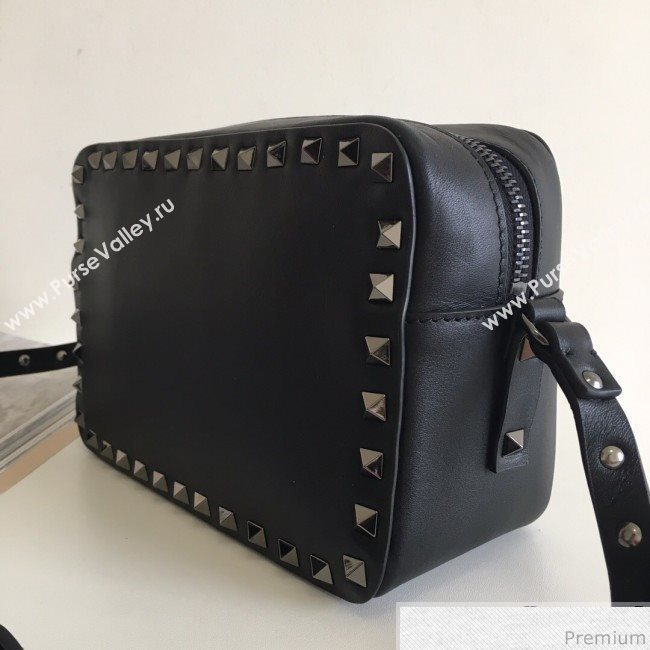 Valentino Rockstud Rolling Camera Shoulder Bag Black/Silver 2019 (JJ3-9032708)