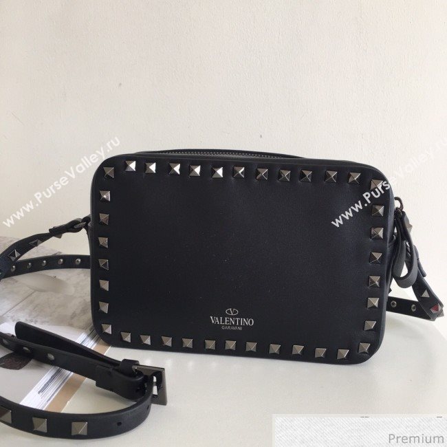 Valentino Rockstud Rolling Camera Shoulder Bag Black/Silver 2019 (JJ3-9032708)