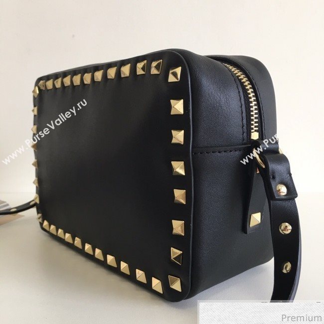 Valentino Rockstud Rolling Camera Shoulder Bag Black/Gold 2019 (JJ3-9032711)