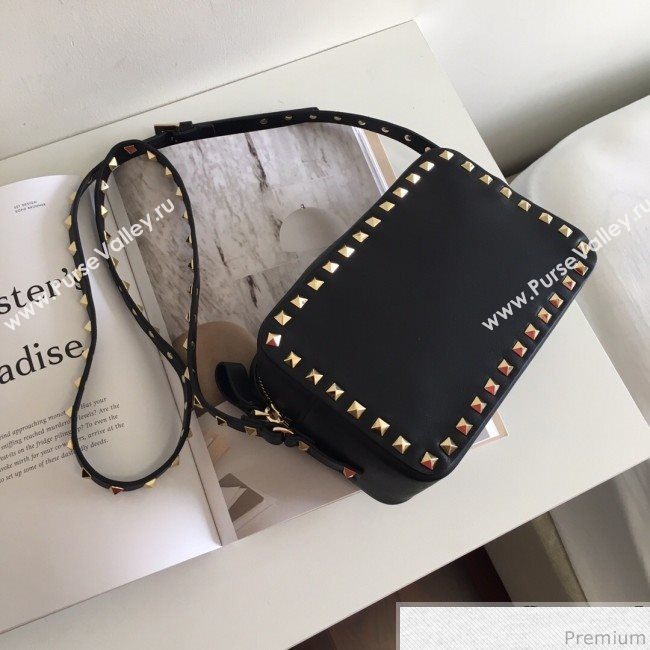 Valentino Rockstud Rolling Camera Shoulder Bag Black/Gold 2019 (JJ3-9032711)