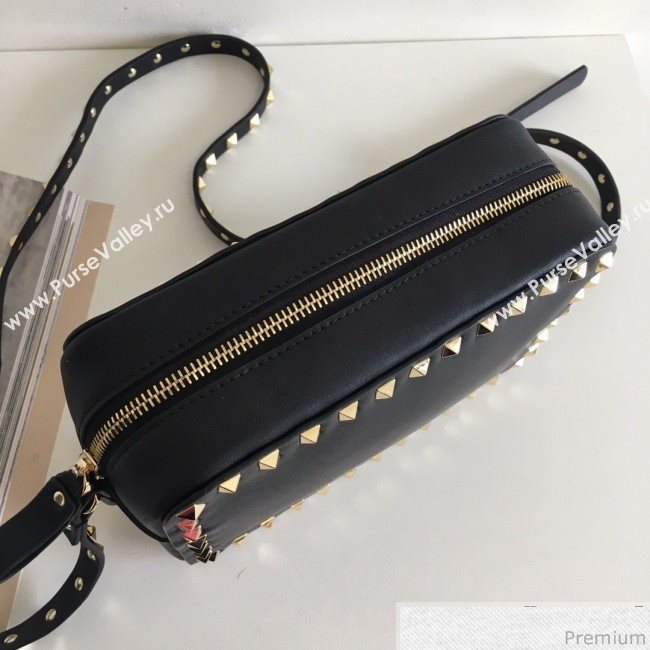 Valentino Rockstud Rolling Camera Shoulder Bag Black/Gold 2019 (JJ3-9032711)