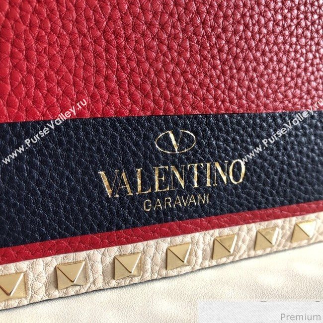 Valentino Rockstud Rolling Flap Shoulder Bag Blue/Red 2019 (JJ3-9032703)