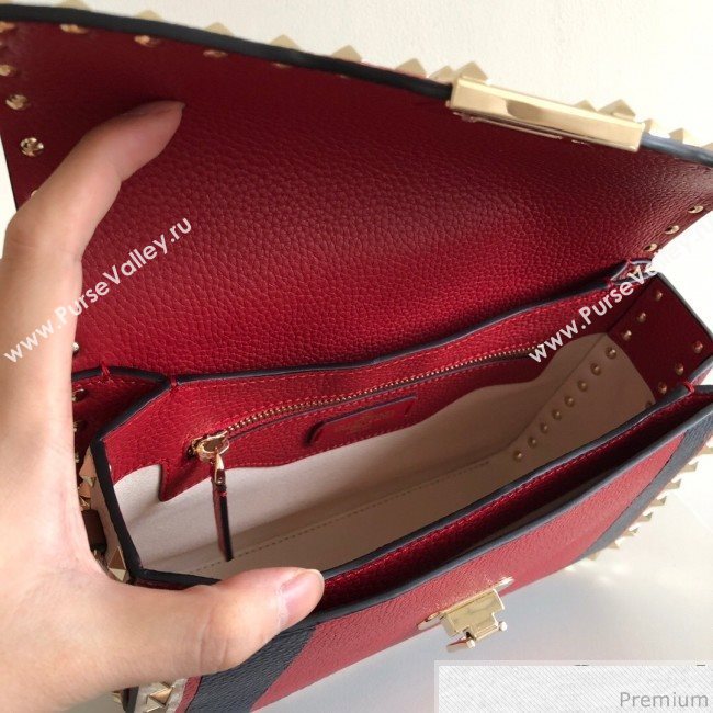 Valentino Rockstud Rolling Flap Shoulder Bag Blue/Red 2019 (JJ3-9032703)