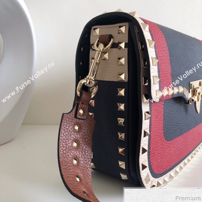 Valentino Rockstud Rolling Flap Shoulder Bag Red/Blue 2019 (JJ3-9032704)