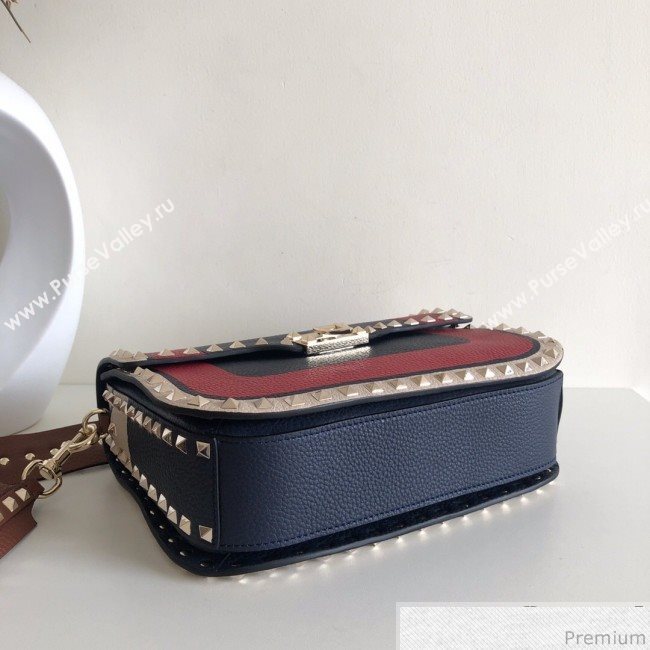 Valentino Rockstud Rolling Flap Shoulder Bag Red/Blue 2019 (JJ3-9032704)